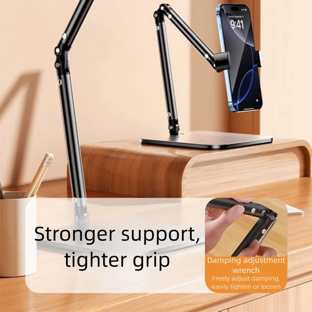 Height Adjustable Desktop Phone Tablet Holder 360 Rotating Clip Mount Folding Tablet Stand Multi-purpose Multi-Angle
