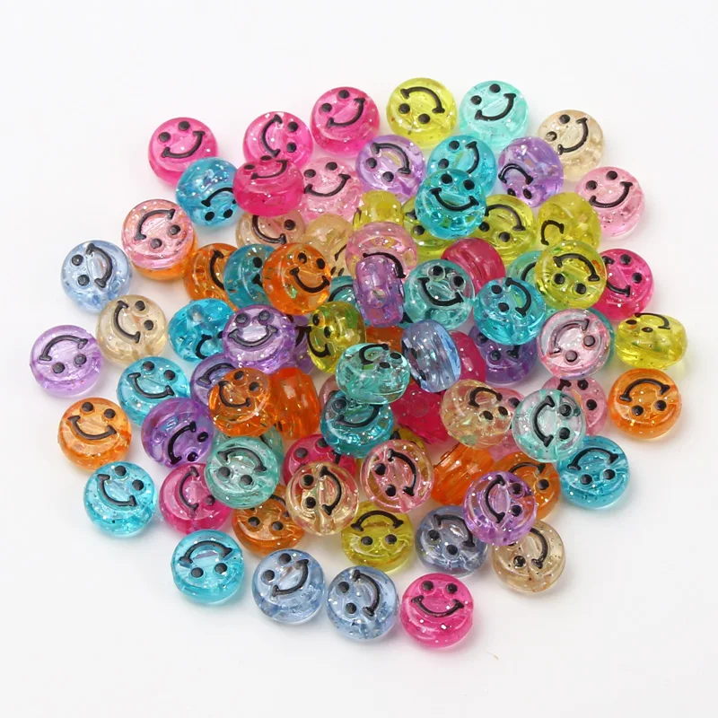 10mm 50pcs Mixed Simling Spacer Beads Smile Face Acrylic Beads For Jewelry Making Diy Bracelet Necklace Earring Accessories