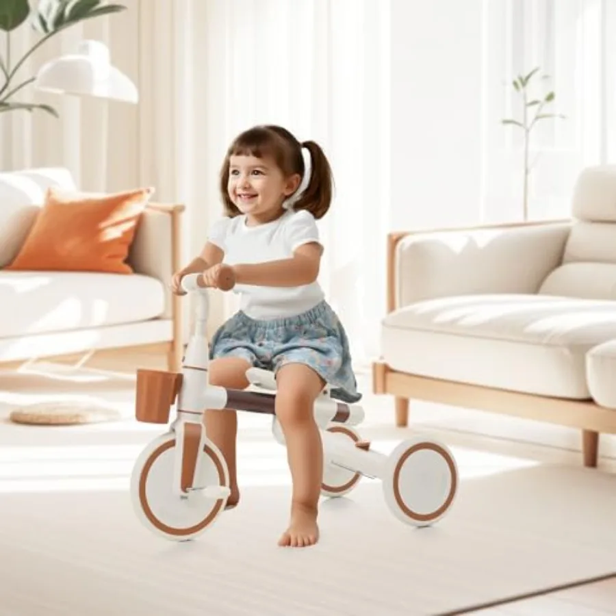 Tricycle with Adjustable Pedals Removable Canopy Cup Holder Safe Portable Toddler Bike in Blue