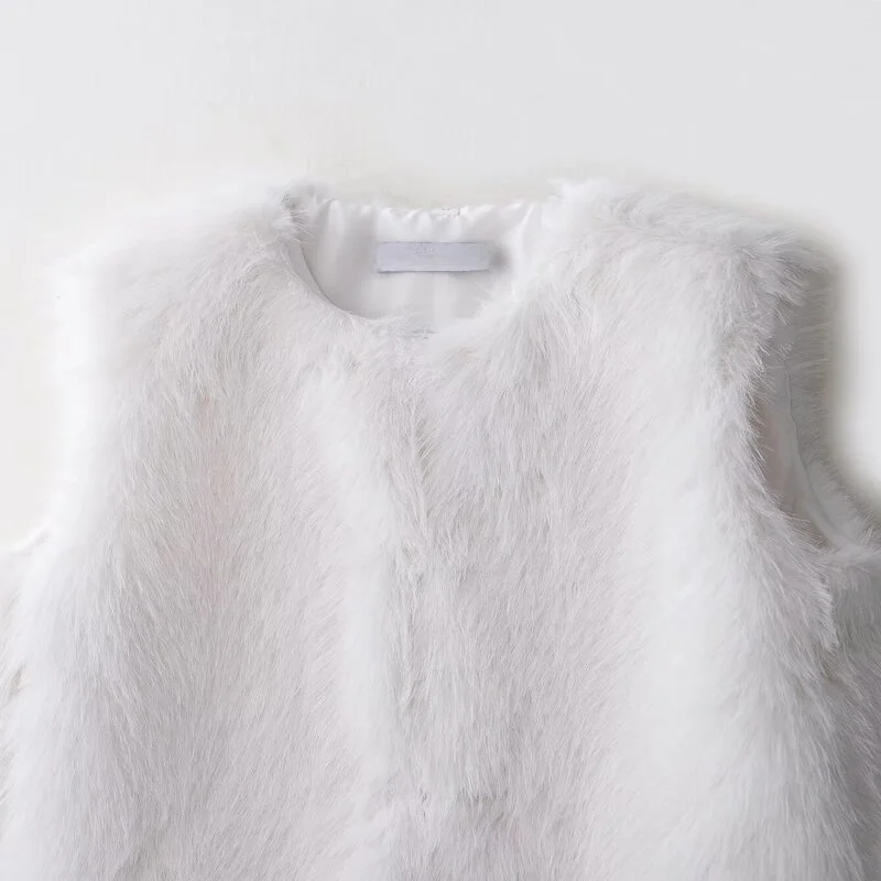 

Осень 2023, новый женский жилет Jaet с эффектом искусственного меха 38332, круглый жилет Ne, обычная длина, без пуговиц, чистый цвет