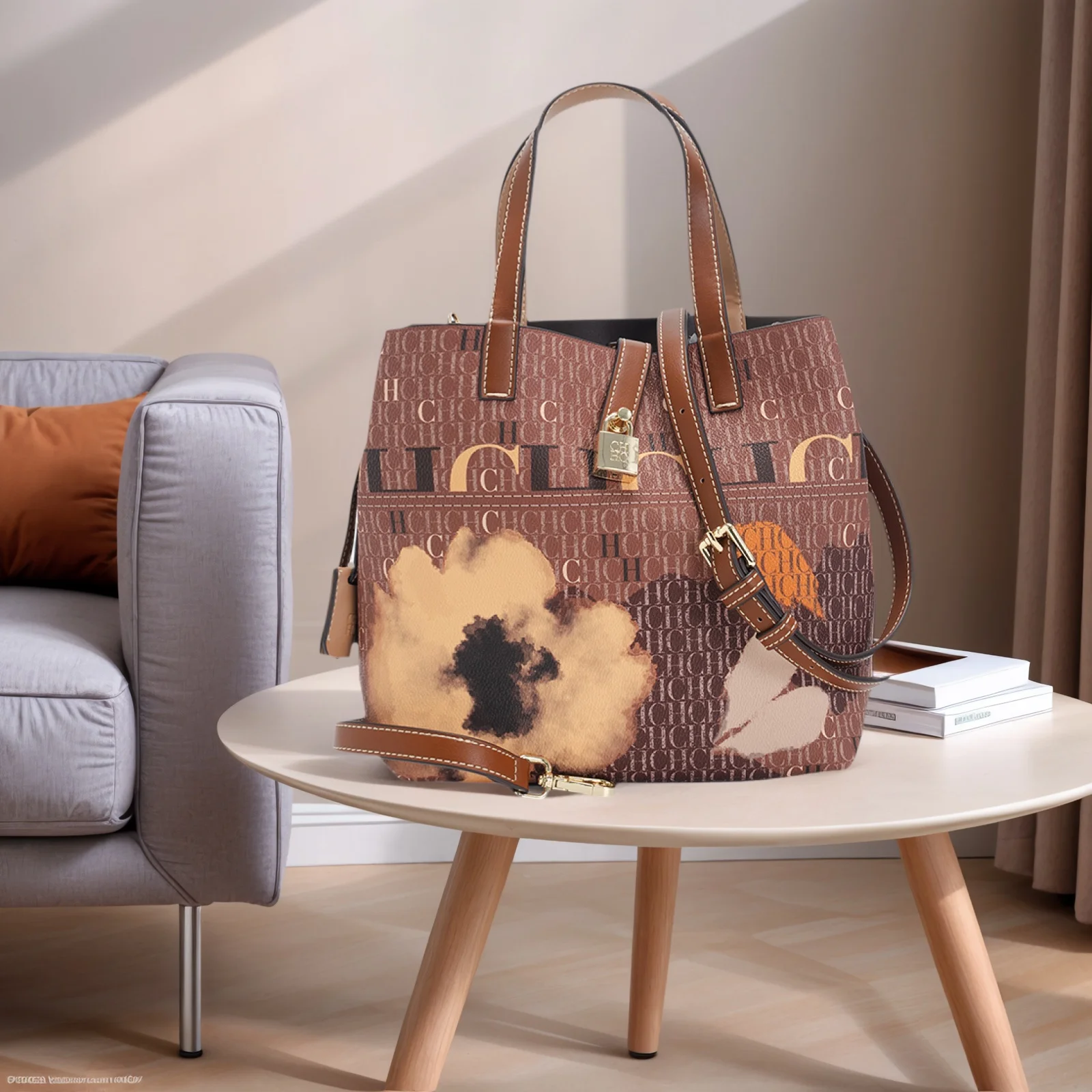 

Сумка-тоут CH класса люкс с буквенным принтом для женщин, большая вместительная сумка через плечо из искусственной кожи, ретро-кэжуал, 2026 год, отличный подарок