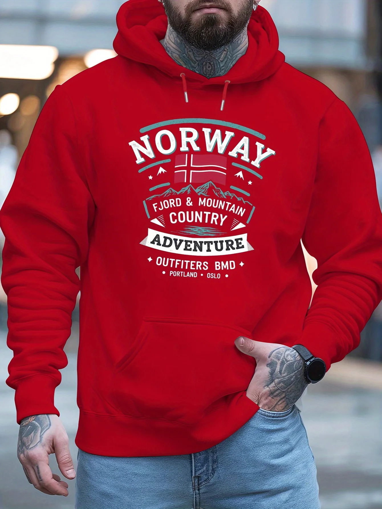 النرويجية الجديدة أزياء الكبار الرجال المطبوعة الخريف الشتاء الصوف الدافئة مقنعين في الهواء الطلق الاتجاه عارضة لينة بارد مريحة البلوز