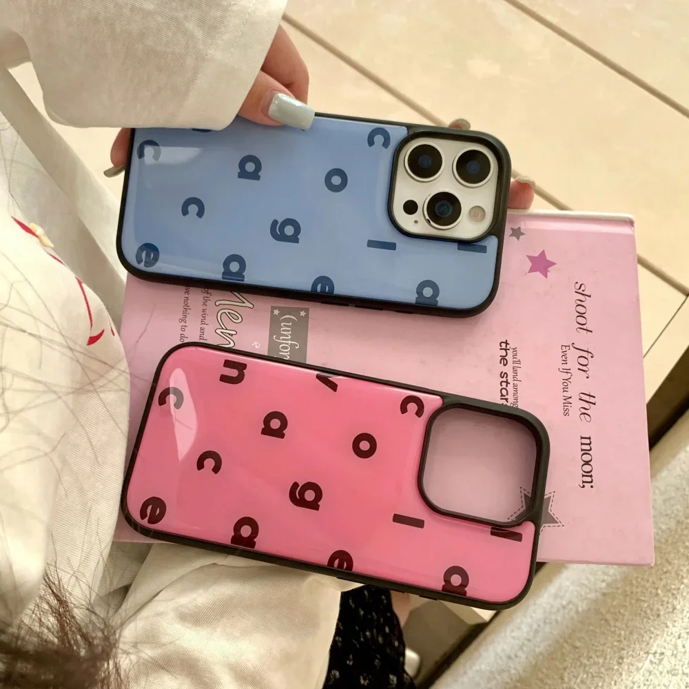 Ins Pure Color Simplicity English Letters Drip Glue Protective Phone Case For Samsung S 23 24 25 26 EDGE FE Plus Ultra Y2K Cover view 2