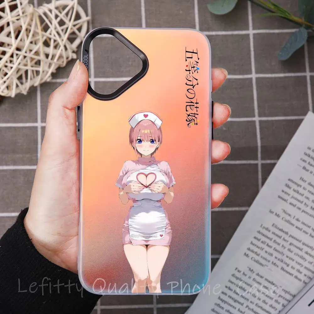 Q-quintessential Quintuplets جراب هاتف آيفون 16 15 14 13 12 11 برو ماكس ماتي أورورا متعدد الألوان الليزر التدرج Funda #4