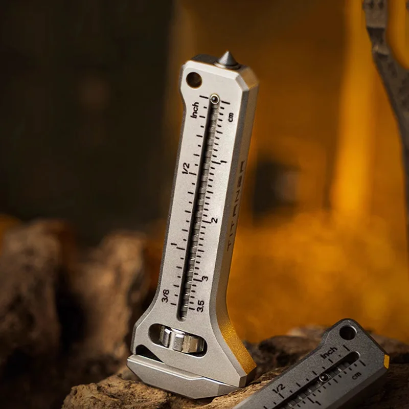 Mini Multitool Wrench, Stainless Steel Adjustable Wrench, Multi-Purpose Tool, as Bottle Opener, Nail Puller, Caliper, Keychain