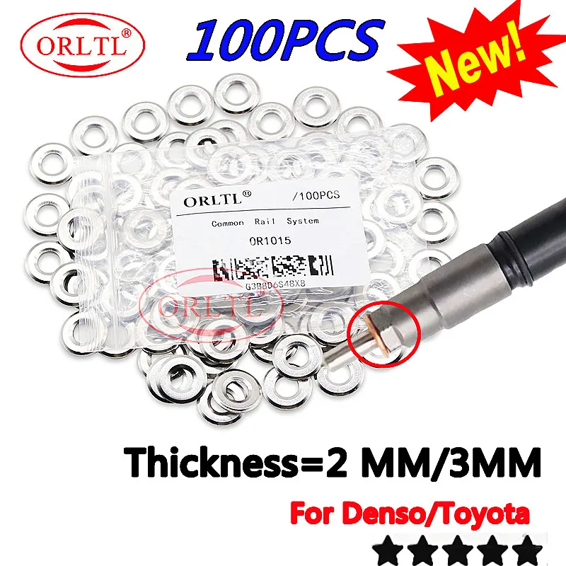 

100 PCS 095000-5600 Common Rail Injector Nozzle Washer 2mm Fuel Injection Heat Shield Rings for Denso Toyota Hilux 095000-6240