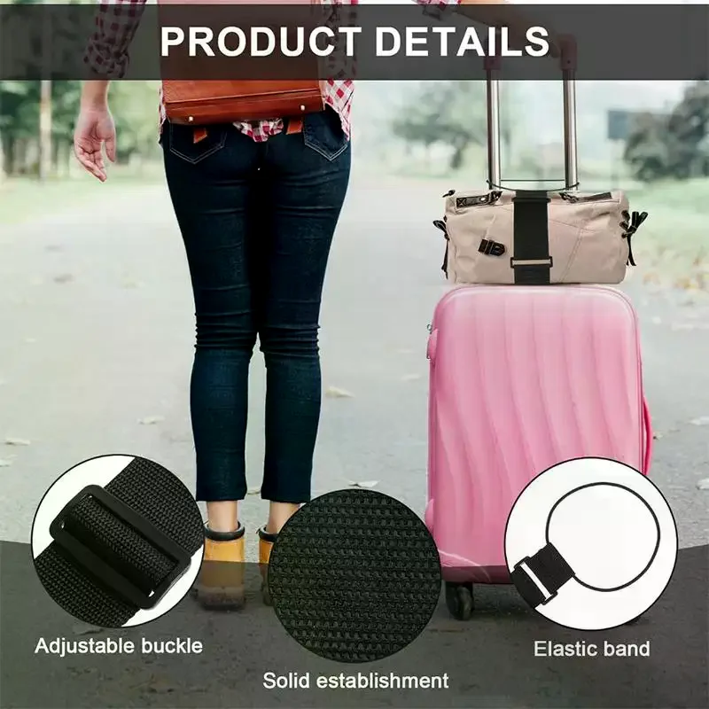 Adjustable Elastic Luggage Straps 2PCS Secure Suitcase Belts for Packing Travel Essentials and Trips