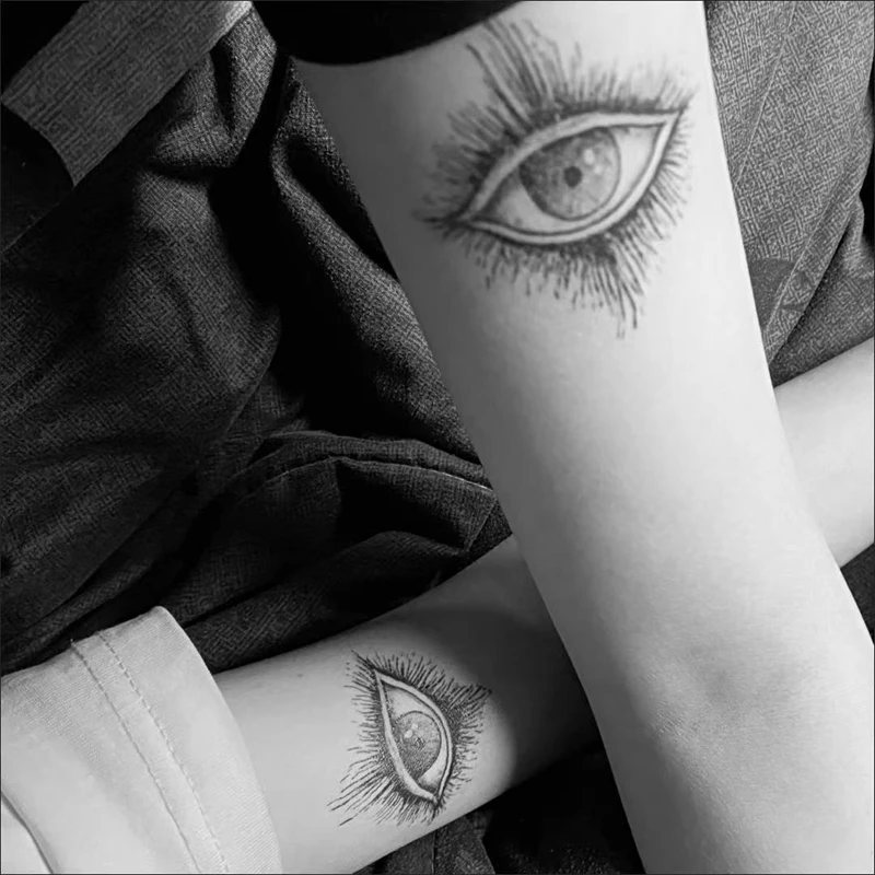 Eye of God Temporary Tattoo Sticker Waterproof Ankle Wrist Fake Tattoos Body Art Geometric Regular Triangle Men Woman Tatouage