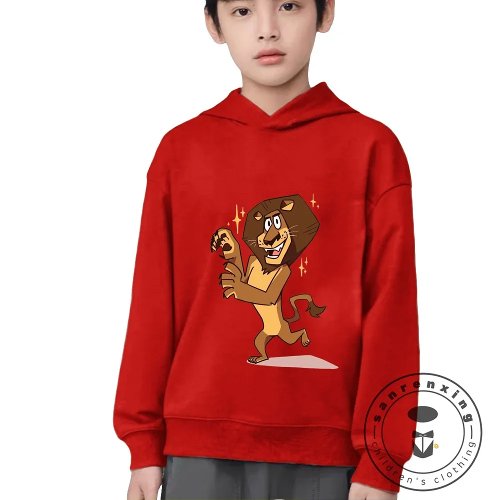 Children Madagascar Cartoon Hoodie Clothing Boys Girls Tops 3-12 Year Cute Printing Hoodie Spring Autumn Kid Pullover Sweatshirt