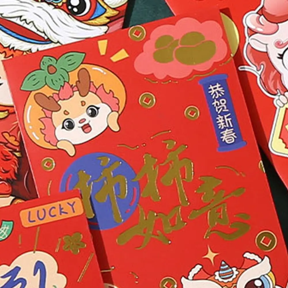

2024 New Year Packet Red Envelope Luck Money Bag Best Wishes Money Pocket Good Luck Dragon Pattern Money Bags Spring Festival