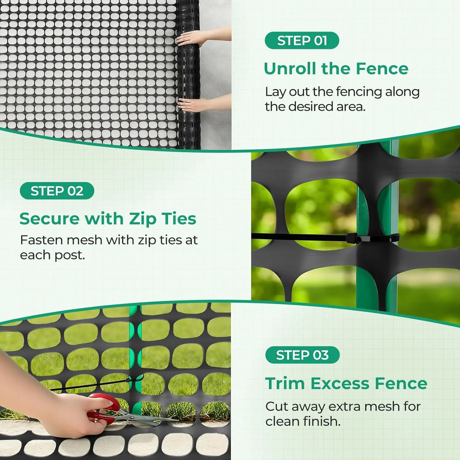 Reusable Plastic Fence Roll 4x100ft, Garden Animal Barrier for Rabbits Chickens Dogs, Temporary Pool Safety Construction Netting