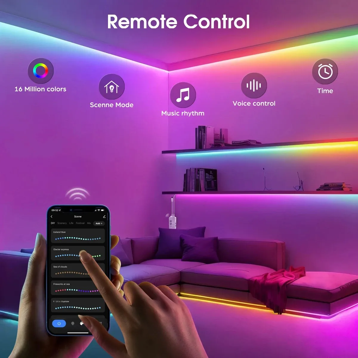 Smart TUYA WS2811 RGB IC Dreamcolor COB LED Strip Light Segment LED Control Music Mode Voice Control Support Alexa Google Home