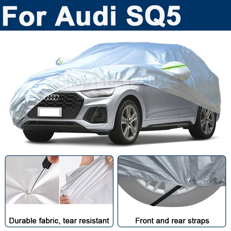 

Outdoor Full Car Cover For Audi SQ5 with Reflective Strips Waterproof Snowproof Dustproof UV Protection Auto Exterior Accessory