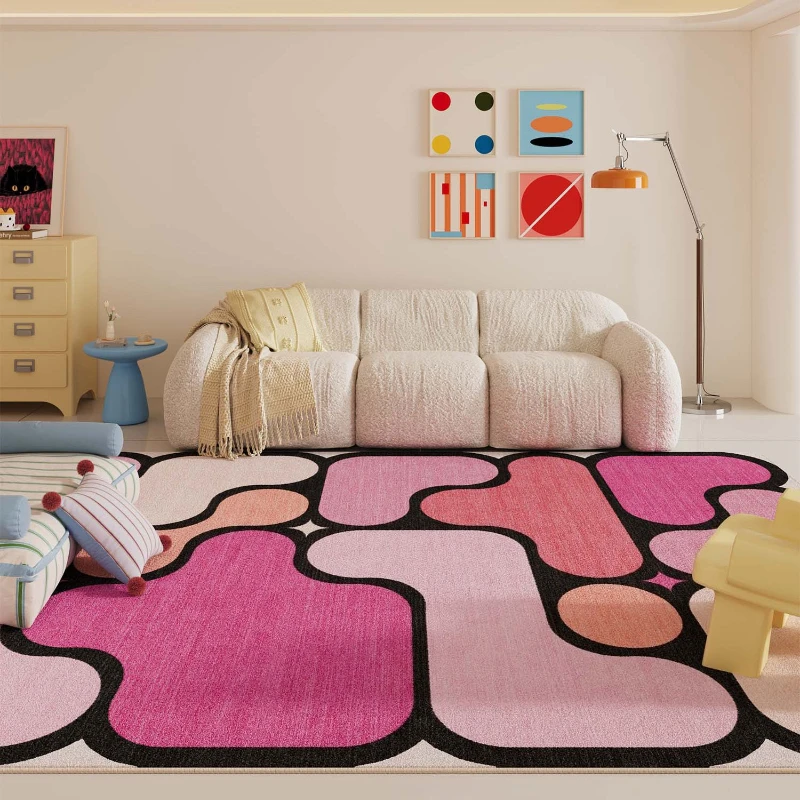Dopamine Color Bedroom Decor Carpet Geometric Pattern Carpets for Living Room Art Fluffy Soft Lounge Rug Home Plush Floor Mat