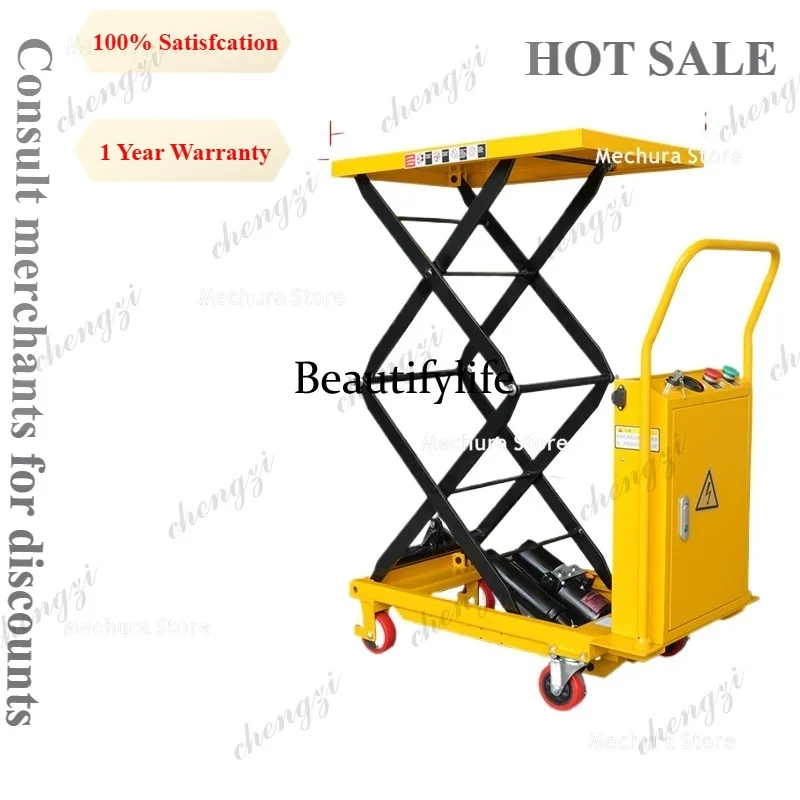 A81 Electric Hydraulic Scissor Lift Table Cart - Mobile Powered Lift Platform Trolley with Wheels Warehouse & Workshop