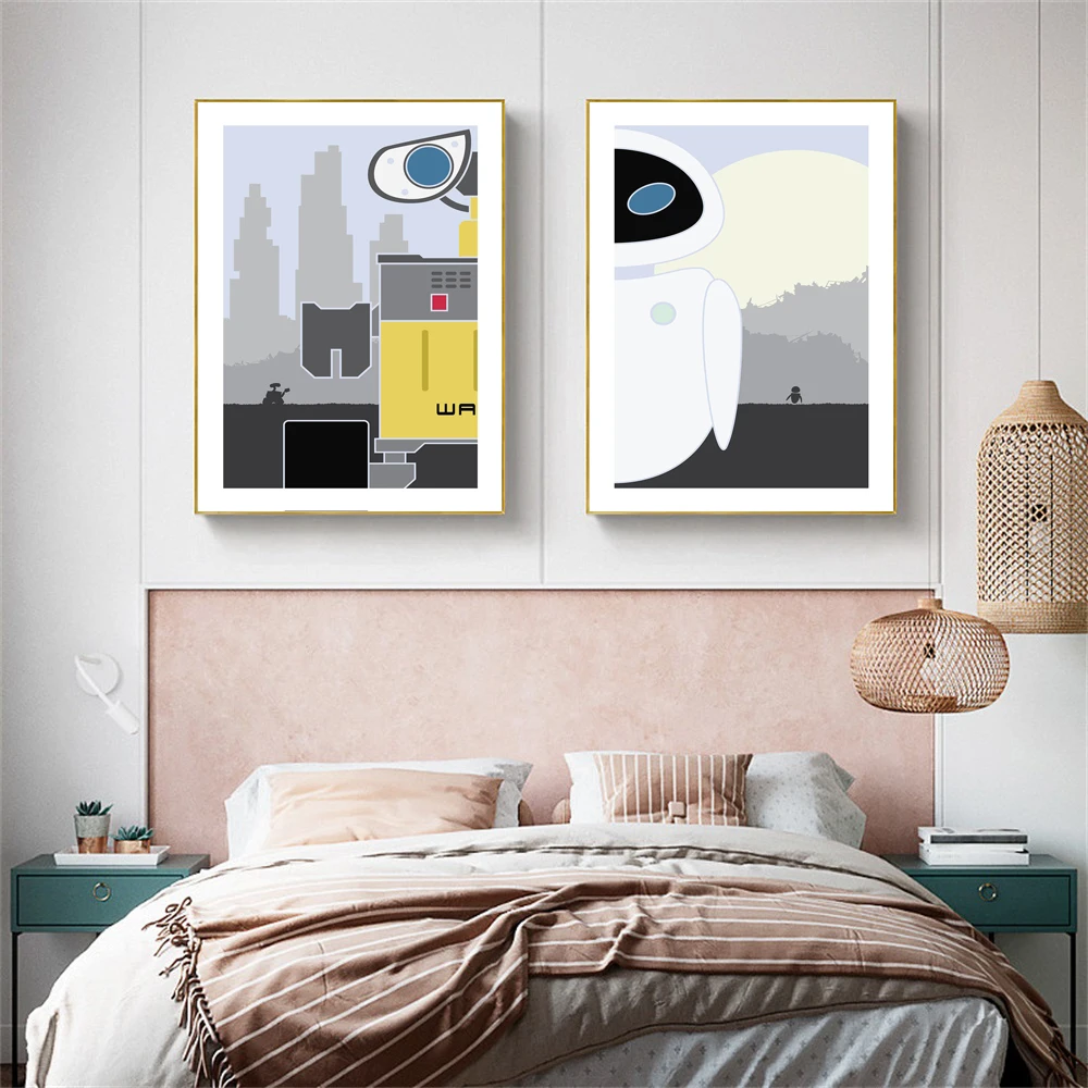 MINISO Disney Wall-E Canvas Poster Nordic Minimalist Wall Art Prints Wall-E Canvas Painting For Kids Room Bedroom Home Decor
