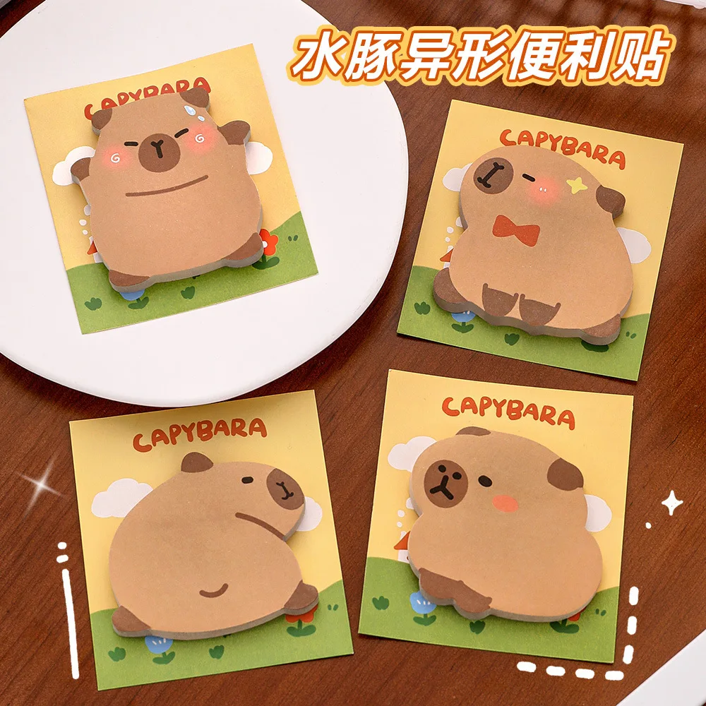 Catatan tempel berbentuk kartun Capybara untuk siswa memo pad berperekat gaya ins lucu Catatan pesan Kapibara stiker N kali