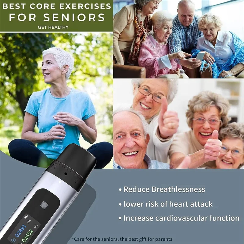 Espirómetro Bluetooth A24U, equipo de resistencia Compatible con móvil para entrenamiento de pulmón y respiración en adultos y niños