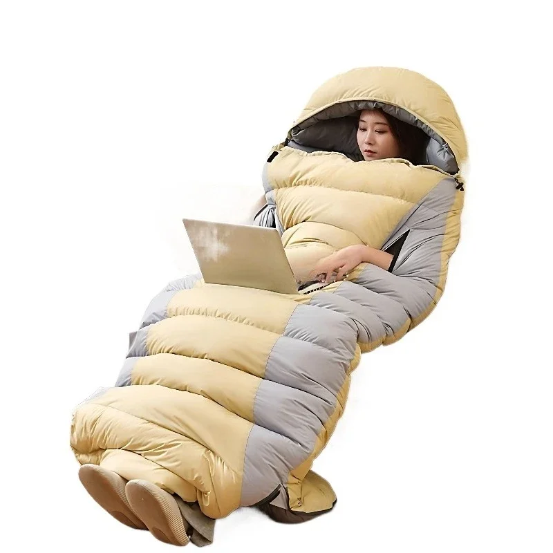 Down sleeping bag outdoor tent camping equipment cold-proof quilt dual-purpose autumn and winter camping thickened single