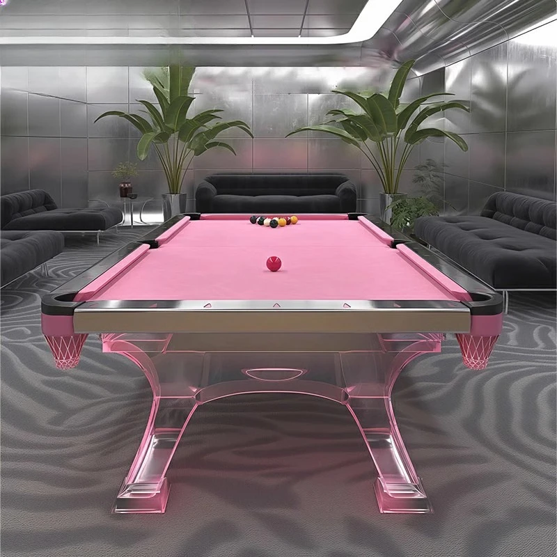 طاولة بلياردو منزلية فاخرة من الأكريليك الوردي بتصميم طاولة بلياردو طاولة بلياردو ترفيهية #2