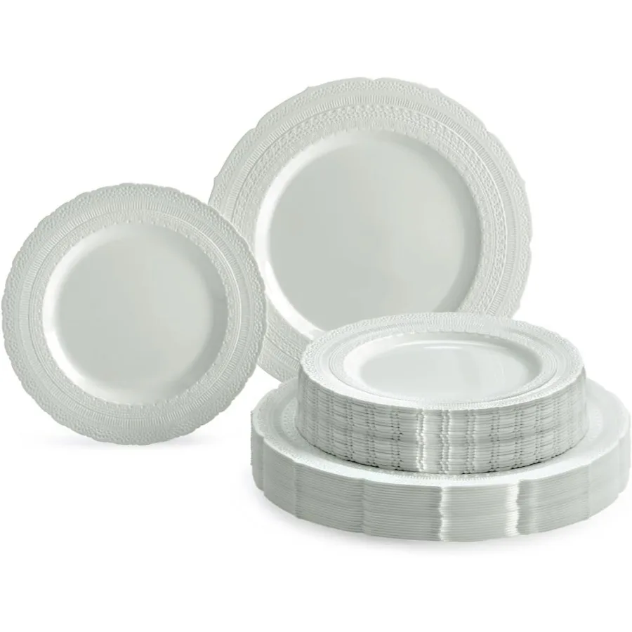 

Набор тарелок из 80 предметов для 40 гостей: очень тяжелые одноразовые и многоразовые пластиковые обеденные тарелки в винтажном стиле 40 x 11 дюймов и