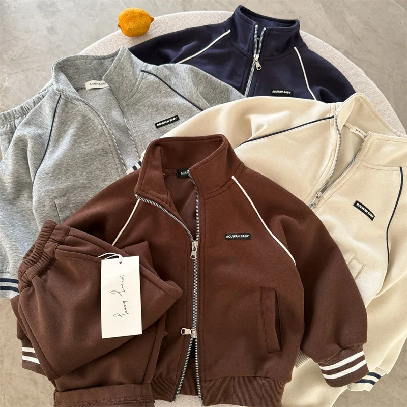 

Children's Suit2026Spring new arrivals: boys' and girls' stand-up collar sweatshirt set, casual two-piece outfit for toddlers, t