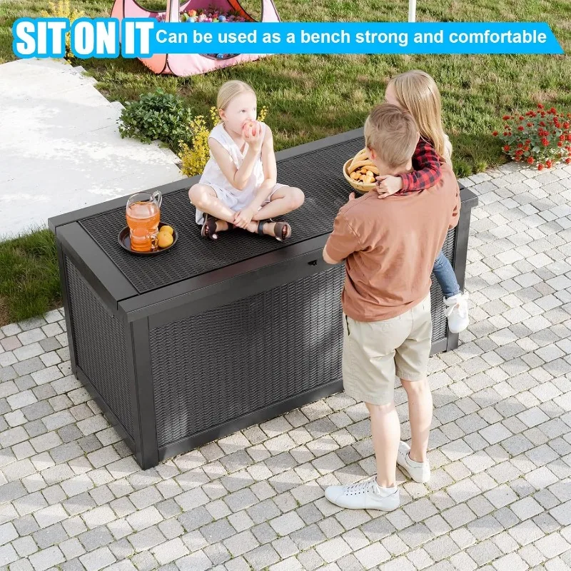 260 Gallon Waterproof Outdoor Storage Box,Large Resin Deck Box,Lockable Outside Storage Box Container for Patio Furniure,Garden,