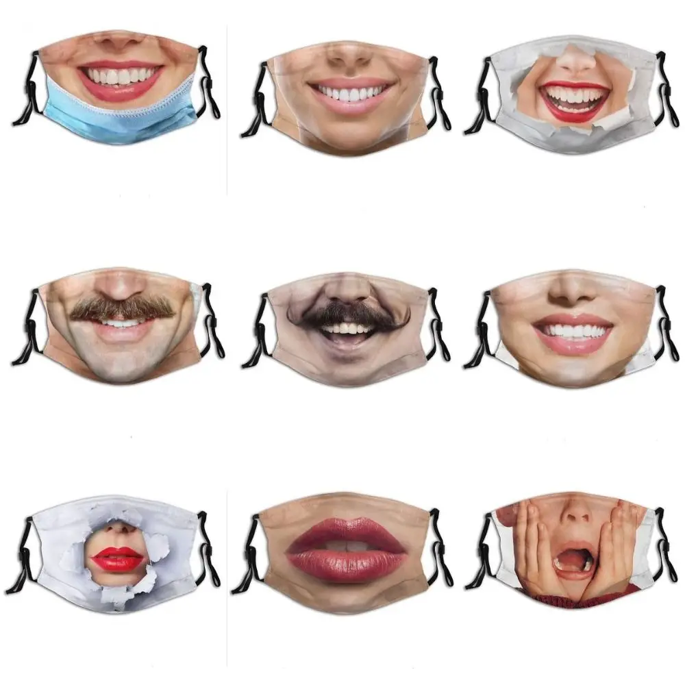 Facial Expression 3D Three-dimensional Mask Personality Breathable Funny Printed Mask Creative Cotton Party Cosplay Mask Men