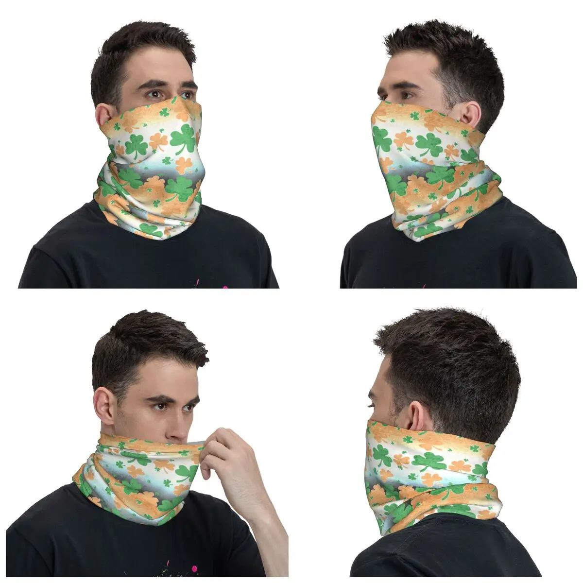 Custom Shamrocks Irish Flag Bandana Winter Neck Warmer Men Windproof Wrap Face Scarf for Hiking Ireland Gaiter Headband