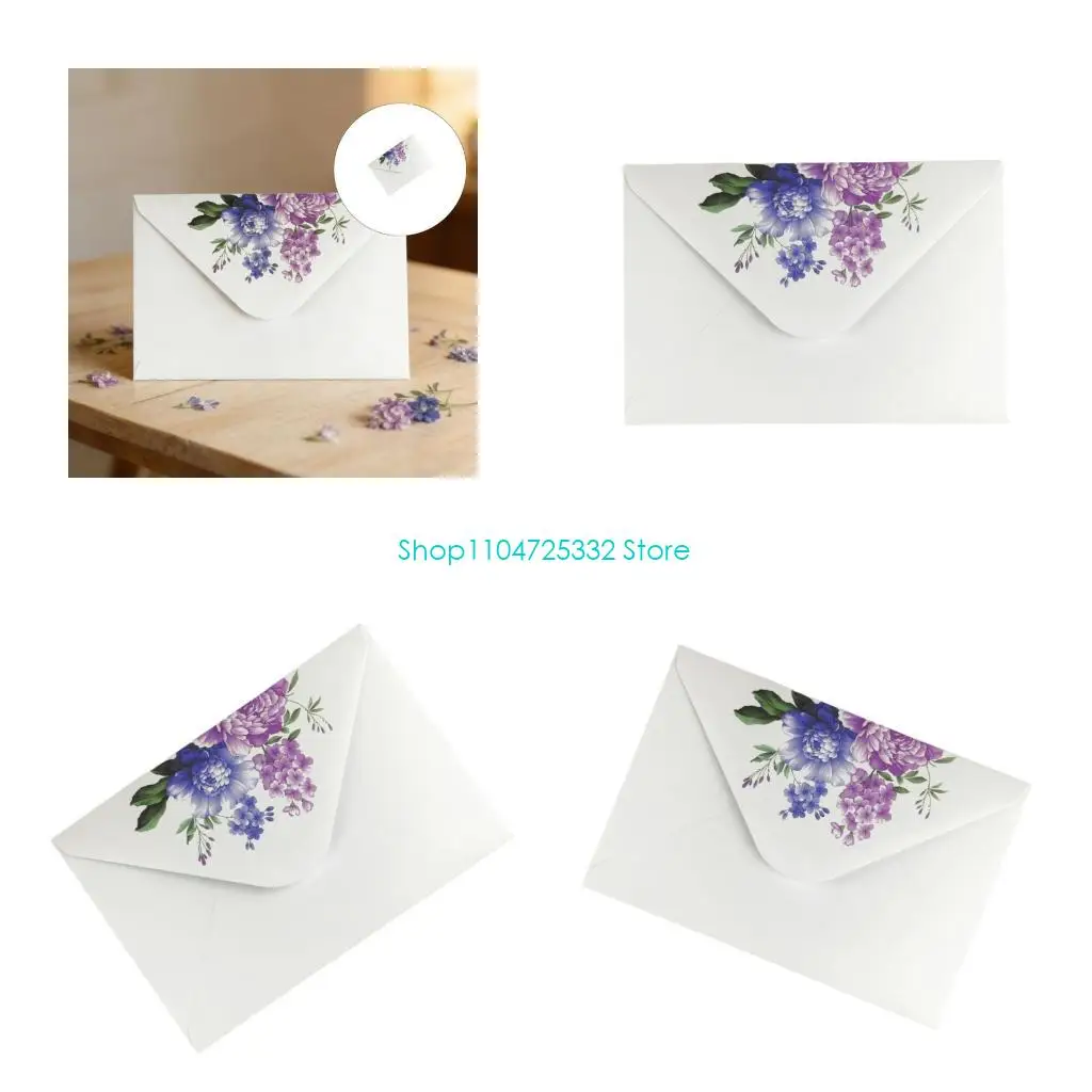 

P5EA Упаковка из 100 конвертов с нежным цветочным принтом, подходящих для карточек всех размеров