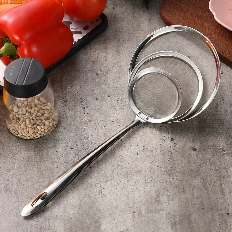 Kitchen Multi-functional Filter Spoon Stainless Steel Fine Mesh Wire Oil Skimmer Strainer Fried Food Net Kitchen Gadgets