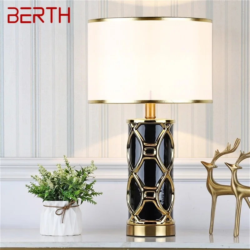 

BERTH Table Lamps Desk Luxury Contemporary Fabric Light Decorative For Home Bedside Bedroom