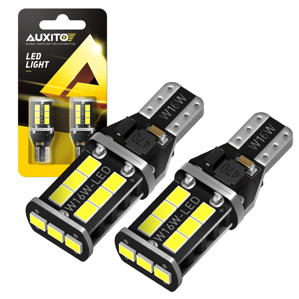 AUXITO 2x W16W LED Lamp T15 LED Light Canbus Error Free 15pcs 2835SMD Super Bright 1200LM 912 921 Żarówka samochodowa światła cofania