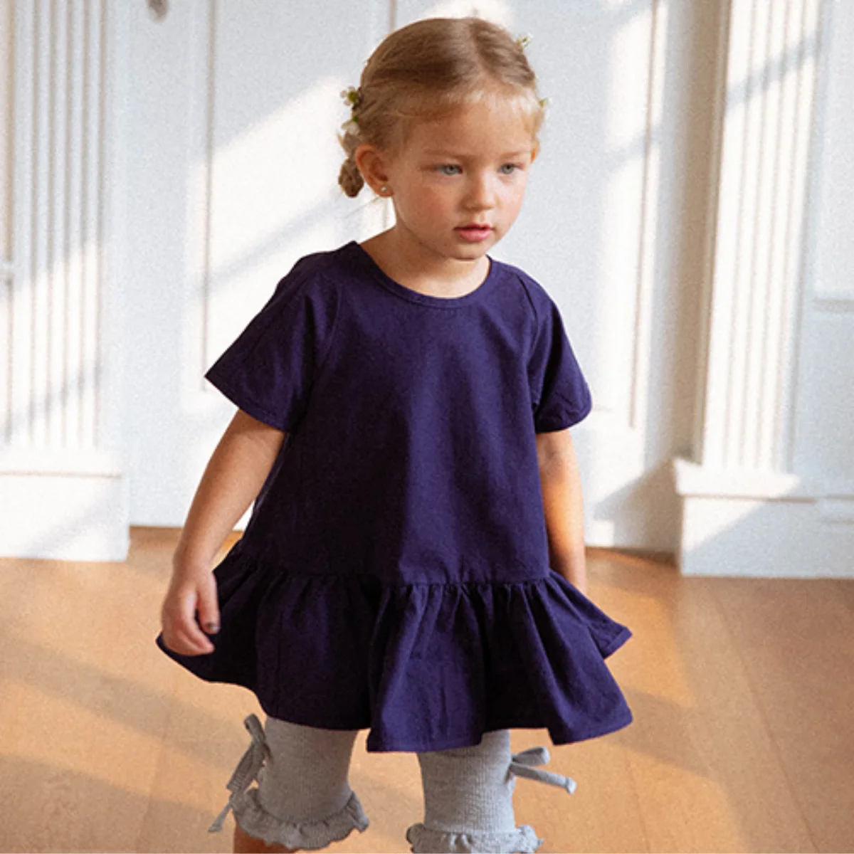 

2025 Summer New Baby Girl Short Sleeve Dress Solid Infant Casual Dress Cotton Kids Girl Princess Dress Children Clothes