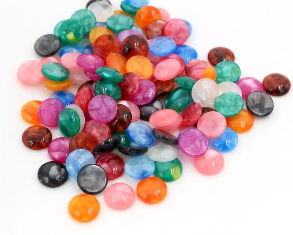 New Fashion 40pcs 10mm Mix Colors Built-in Shell Flat back Resin Cabochons Cameo-V6-33