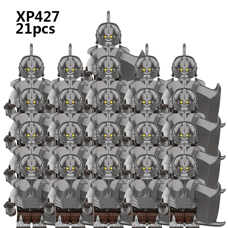 

KT1056 21pcs WW2 Movie character SET Magic Ring Lord Medieval Dwarf soldier shield soldier army Figure bricks Toys for kids gift