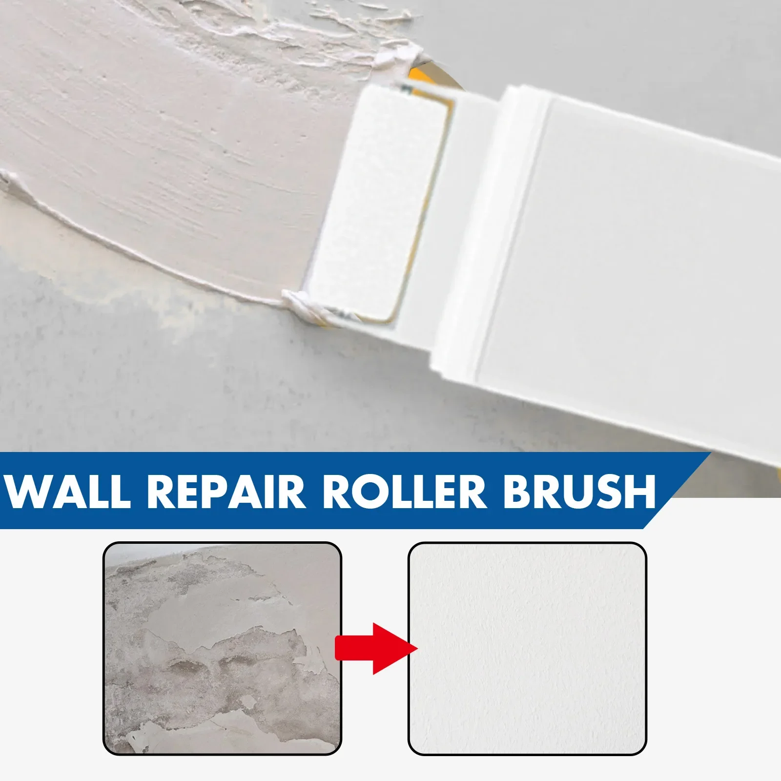 Brosse à Rouler pour Réparation Murale, Couverture de Graffiti, Rénovation, Peinture Blanche, Épluchage de l'Humidité, Protection Anti-Fissure, Agent de Réparation Murale