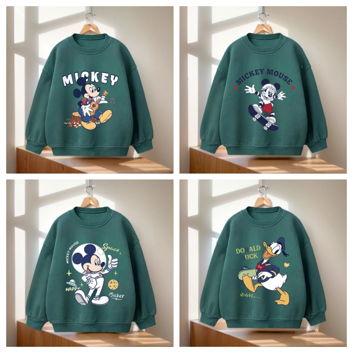 2025 Must - Have Trends Toddler Forest Green Costume Mickey Music Skate Space Donald Duck Sports Clothes Easy Wear Designs