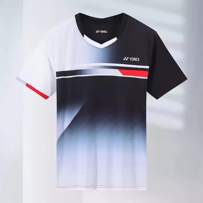 Yonex roupas de badminton masculinas e femininas, blusas de manga curta, camiseta absorvente de suor respirável, secagem rápida, nova