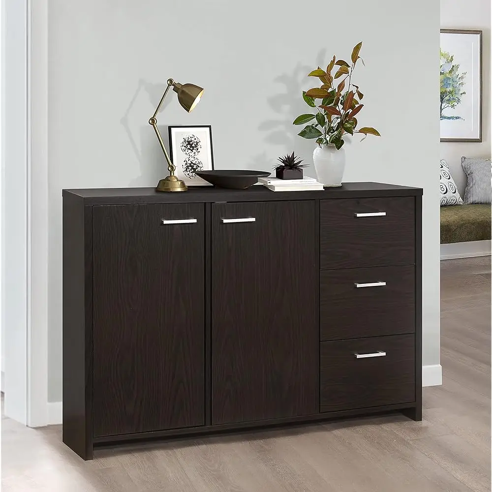

- Sideboard Buffet Storage Cabinet For Kitchen Dining Room Entryway, Oak Chocolate