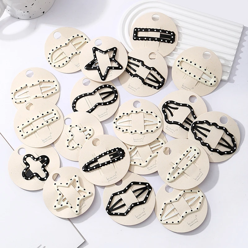 1PC Girl Broken Hair Bangs Clip Cloud Polka Dot Pentagram Hairpin Hollow Hair Accessories Simple Oil Drop BB Clip Headdress Clip