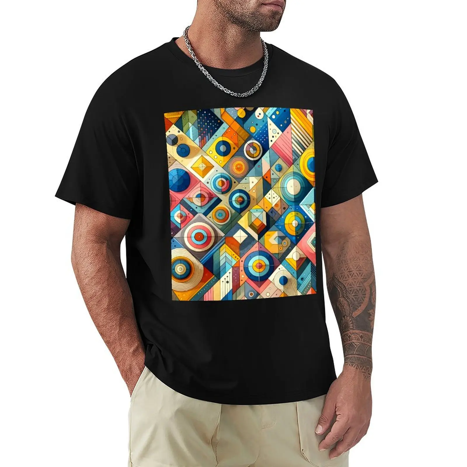 

Abstract Geometric Pattern Art - Vibrant Low Poly & Isometric Design T-Shirt Soft Touch Basic Cotton T-Shirt