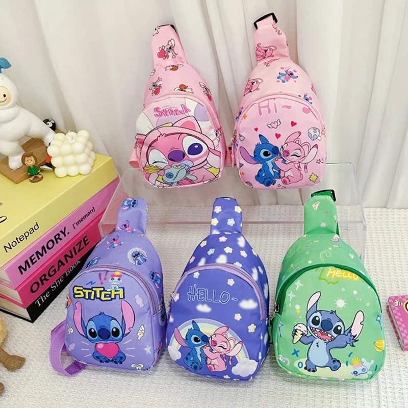 Disney Stitch Children's Cartoon Chest Bag Shoulder Messenger Bag Princess Small Backpack Gifts for Children