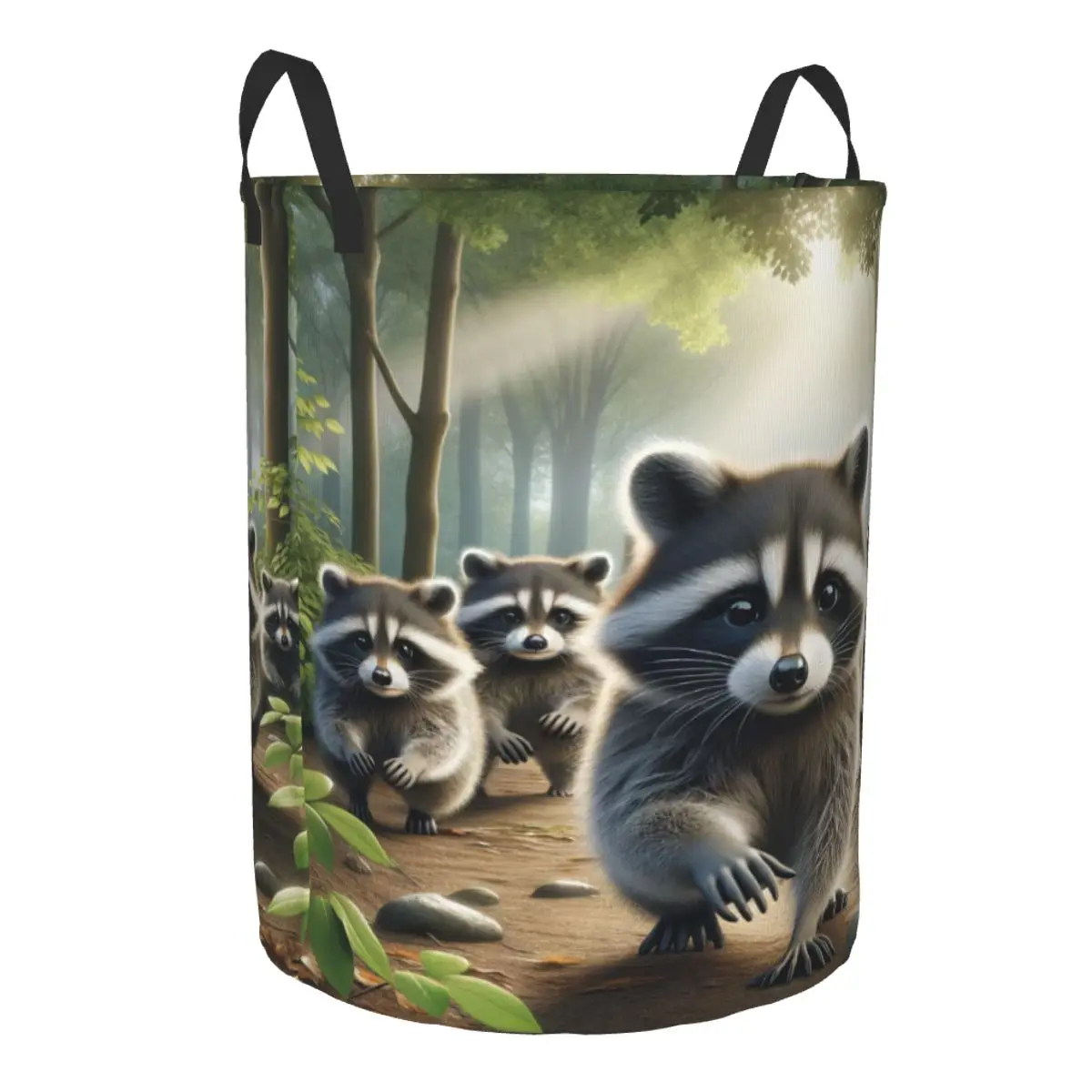 Custom Funny Raccoon Laundry Basket Collapsible Clothes Hamper for Baby Kids Toys Storage Bin