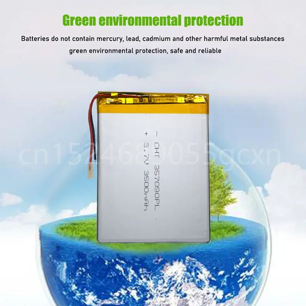 เซลล์ลิโป 3.7V 357090   แบตเตอรี่ลิเธียมโพลิเมอร์แบบชาร์จไฟได้ 3500mah สําหรับ Suo Lixin S18 7/8/9 นิ้วแท็บเล็ตพีซี MP3 ไฟฟ้าของเล่น