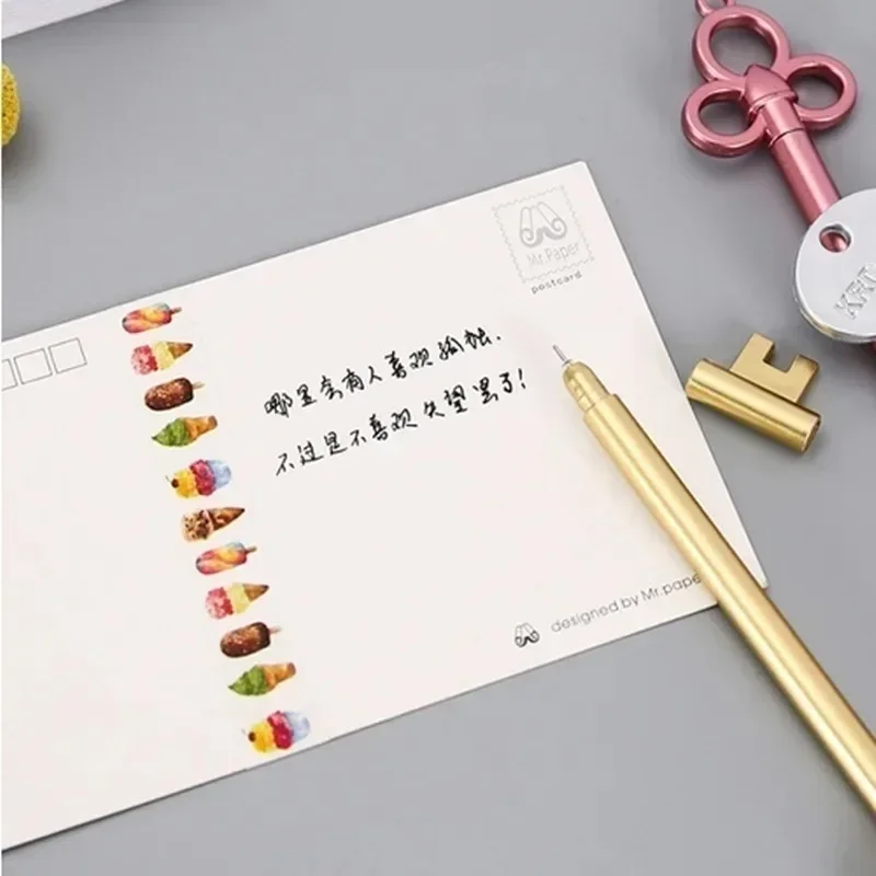 New 6Pcs/Lot Key-Shaped Foldable Portable Retractable Ballpoint Pens Key Style Writing Tools For Daily/Office Use & Cute Gift