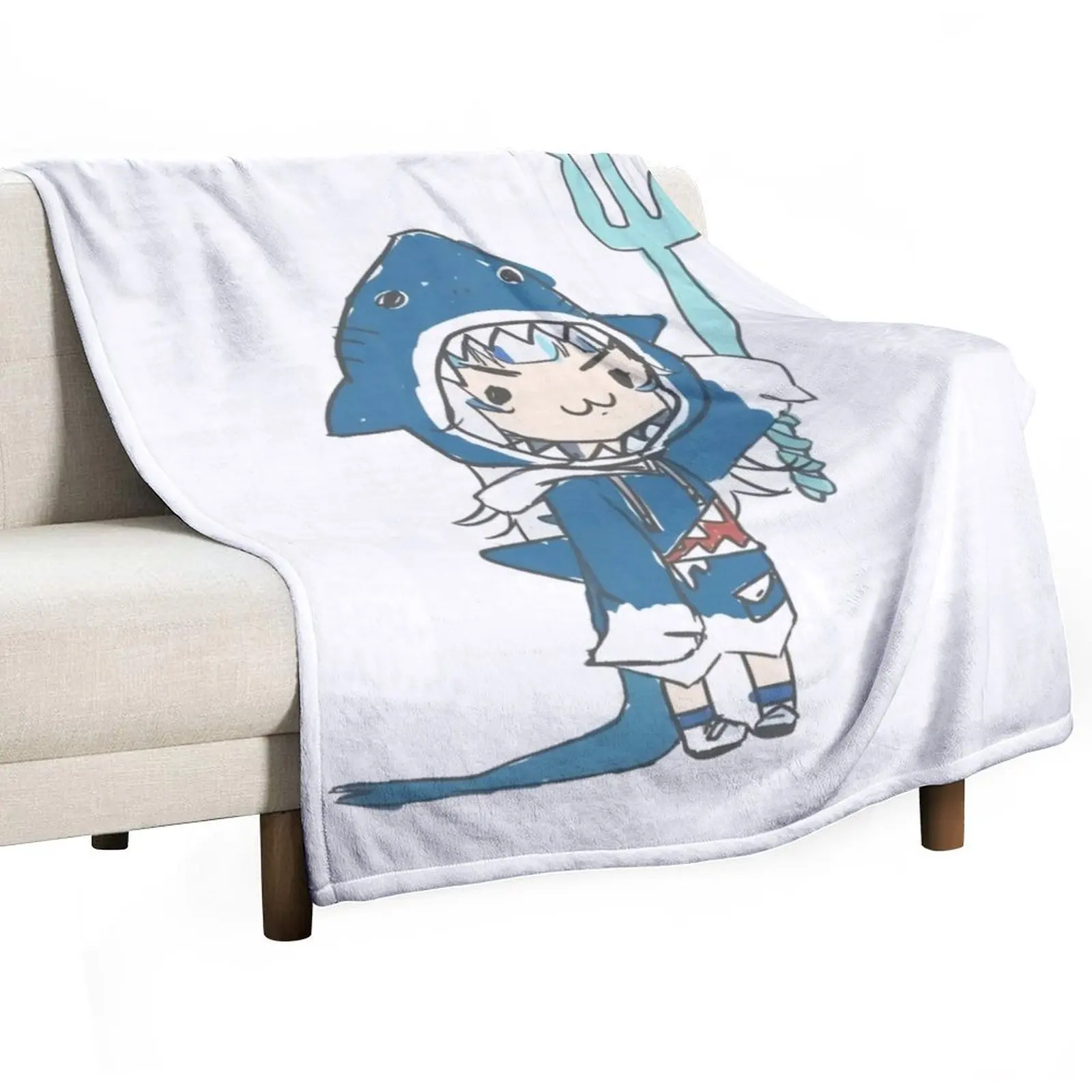 Gawr Gura LOADING screen - Hololive #hololiveEnglish #holoMyth Throw Blanket Decorative Beds manga Softest Luxury St Blankets