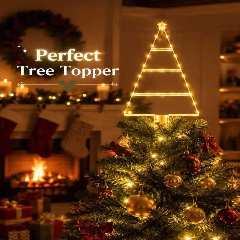 Christmas Tree Shaped LED Ladder Lights Battery Powered 3AAA 8 Modes Warm White Multicolor Christmas Home Decor