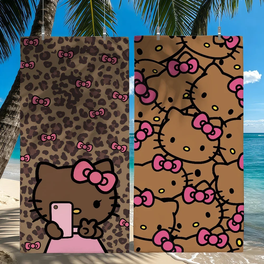 Sa H-HelloK-Kitty Leopard DarkSkinned Hottie Quick Drying Beach Towels Are Suitable For Swimming Pools Camping Yoga And The Gym view 2