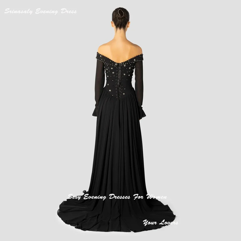 فساتين سهرة شيفون مخصصة للنساء مطوي حورية البحر فساتين سهرة فاخرة كريستال 3/4 كم فساتين كوكتيل